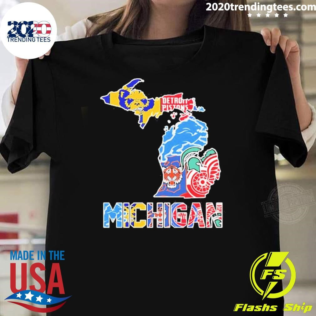 Michigan City Sports Logos Map 2026 Shirt Unisex T-shirt, Sweatshirt, Hoodie, Long Sleeve Tee - T-Shirt, Sweatshirt, Hoodie