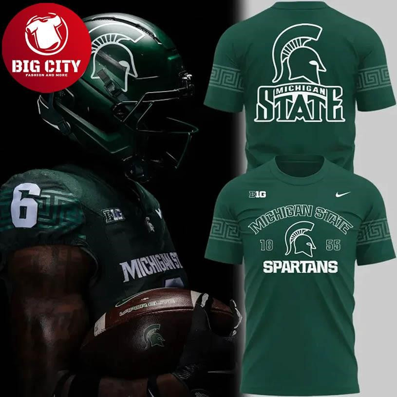 Michigan State Spartans Helmet Logo EST 1855 Two Sided Shirt Unisex T-shirt, Sweatshirt, Hoodie, Long Sleeve Tee - T-Shirt, Sweatshirt, Hoodie