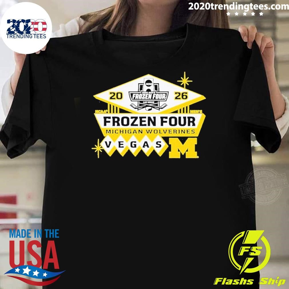 Michigan Wolverines Mens Hockey 2026 NCAA Frozen Four Vegas Logo Shirt Unisex T-shirt, Sweatshirt, Hoodie, Long Sleeve Tee - T-Shirt, Sweatshirt, Hoodie