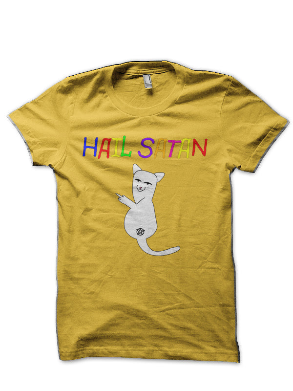 Hail Satan Middle Finger Cat T-Shirts, Hoodie, Sweatshirt - T-Shirt, Sweatshirt, Hoodie