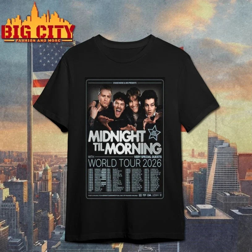 Midnight Til Morning World Tour 2026 Poster shirt Unisex T-shirt, Sweatshirt, Hoodie, Long Sleeve Tee - T-Shirt, Sweatshirt, Hoodie