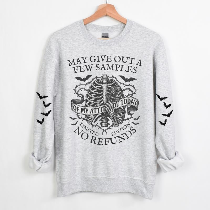 Might Give Our Few Samples Skull Long Sleeve Alternative Emo Grunge Casual Long Sleeve Womenwear Gray Color Spooky T-Shirts, Hoodie, Sweatshirt - T-Shirt, Sweatshirt, Hoodie