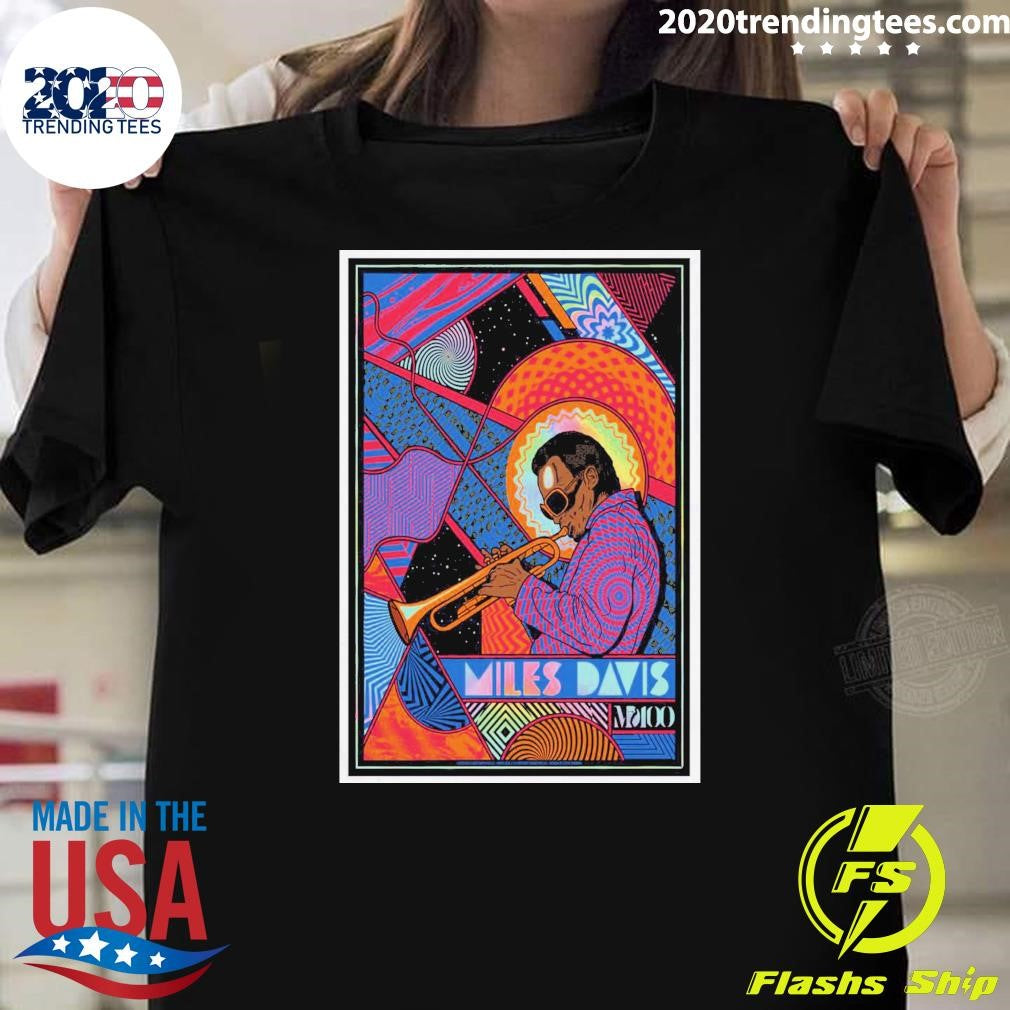 Miles Davis 100 Years Foil Poster Shirt Unisex T-shirt, Sweatshirt, Hoodie, Long Sleeve Tee - T-Shirt, Sweatshirt, Hoodie