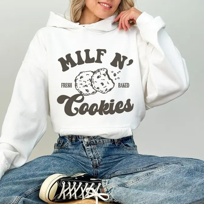 Milf N Cookies Funny Mom Milf Shirt Casual Cotton Tops T-Shirts, Hoodie, Sweatshirt - T-Shirt, Sweatshirt, Hoodie