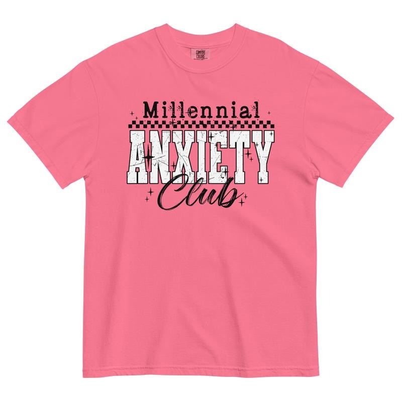 Millennial Anxiety Club Shirt Comfort Colors Relaxed Fit Printed USA Womenswear Casual Comfort Cotton Top Athletic Boho Chic T-Shirts, Hoodie, Sweatshirt - T-Shirt, Sweatshirt, Hoodie