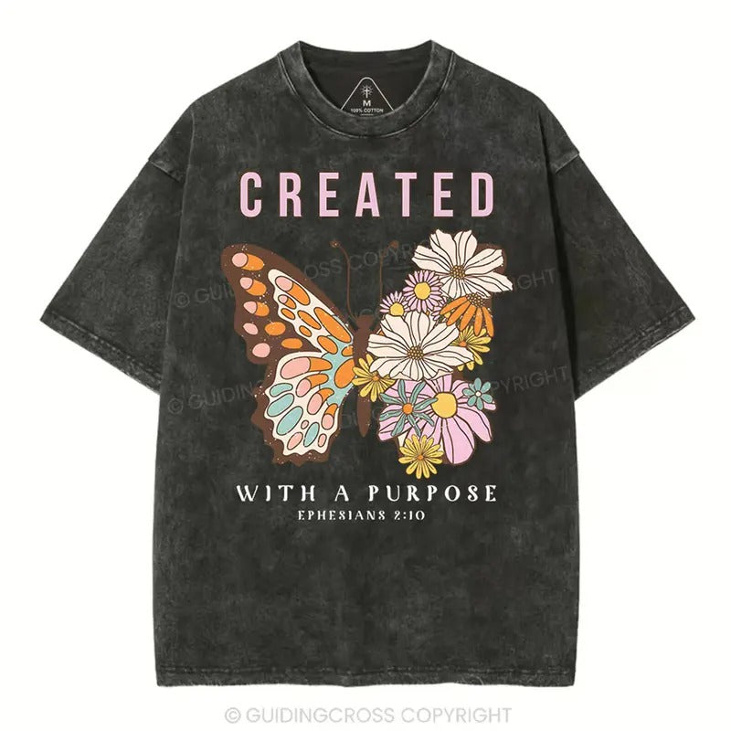 [ Mineral Wash ] Created Purpose Christian Washed Jesus Washed Shirt T-Shirts, Hoodie, Sweatshirt - T-Shirt, Sweatshirt, Hoodie