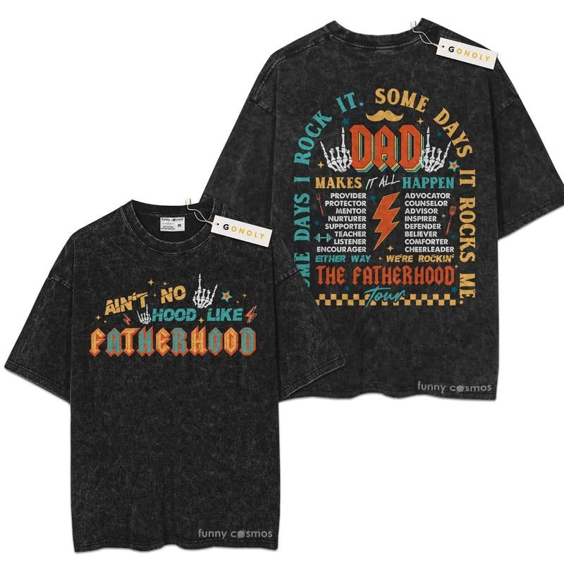 [ Mineral Wash ] Dad Rock Ain'T No Hood Like Fatherhood Washed Shirt T-Shirts, Hoodie, Sweatshirt - T-Shirt, Sweatshirt, Hoodie