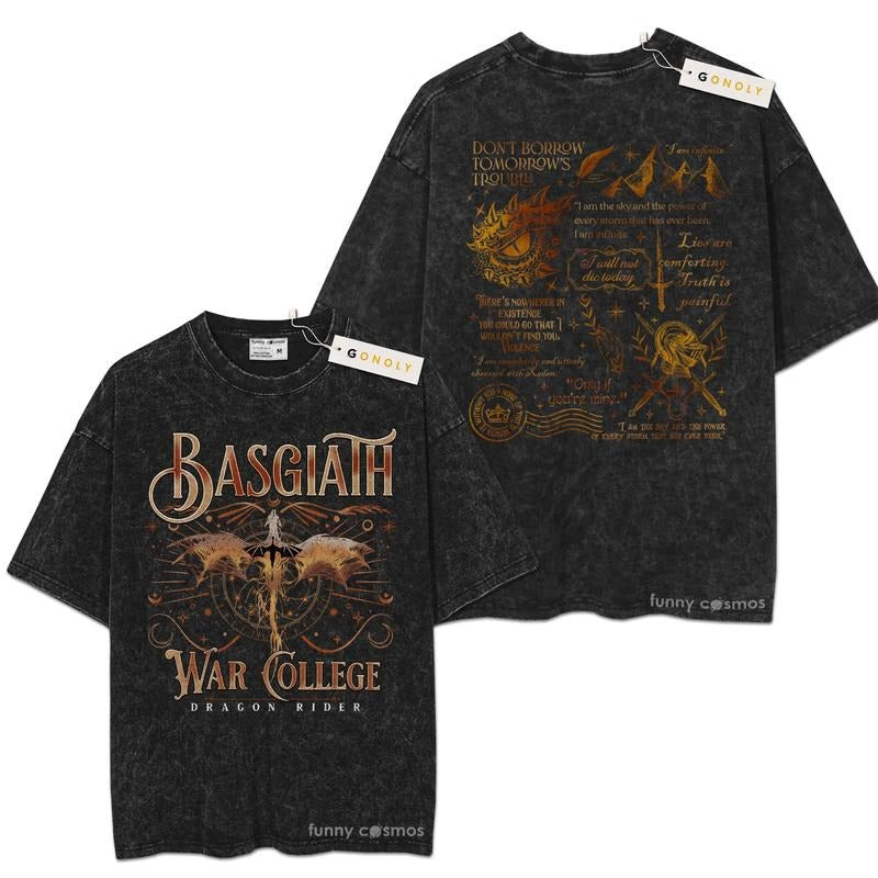 [ Mineral Wash ] Fourth Wing Basgiath War College Book Bookish Washed Shirt T-Shirts, Hoodie, Sweatshirt - T-Shirt, Sweatshirt, Hoodie