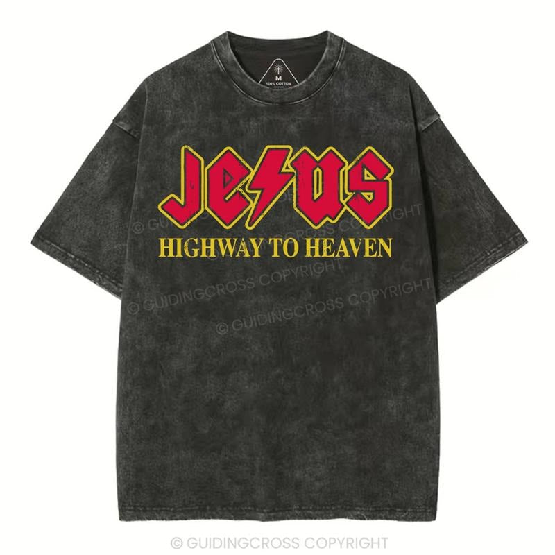 [ Mineral Wash ] Jesus Highway Heaven Christian Washed Jesus Washed Shirt T-Shirts, Hoodie, Sweatshirt - T-Shirt, Sweatshirt, Hoodie