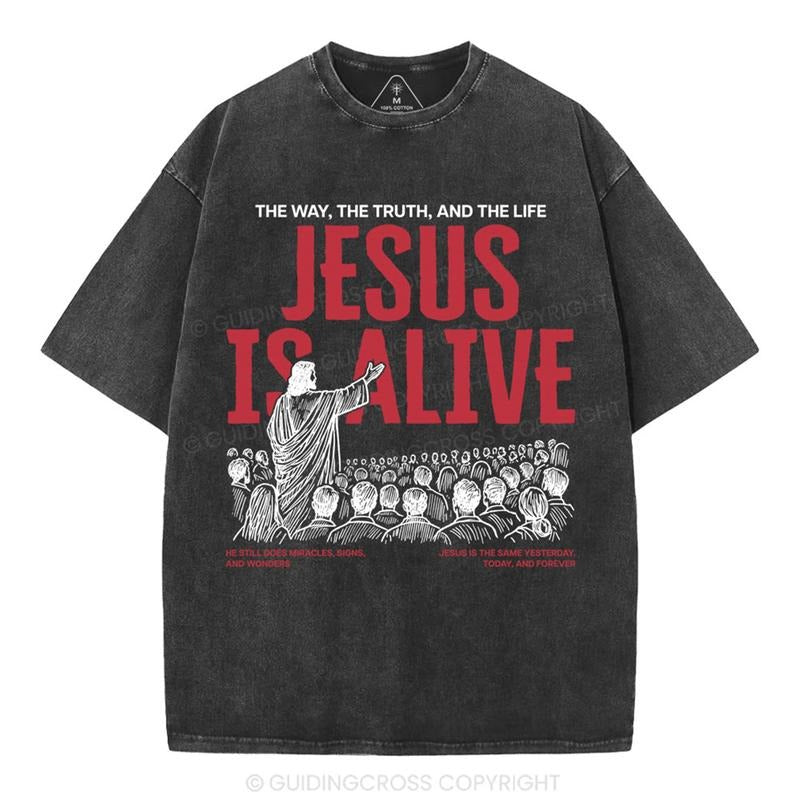 [ Mineral Wash ] Jesus Is Alive Christian Washed Jesus Washed Shirt T-Shirts, Hoodie, Sweatshirt - T-Shirt, Sweatshirt, Hoodie