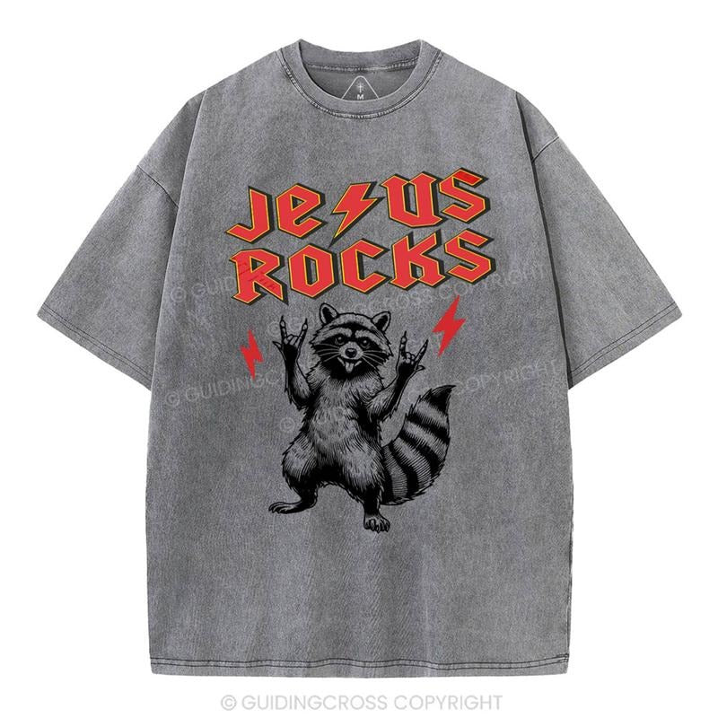 [ Mineral Wash ] Jesus Rocks Christian Washed Shirt Jesus Washed Shirt T-Shirts, Hoodie, Sweatshirt - T-Shirt, Sweatshirt, Hoodie