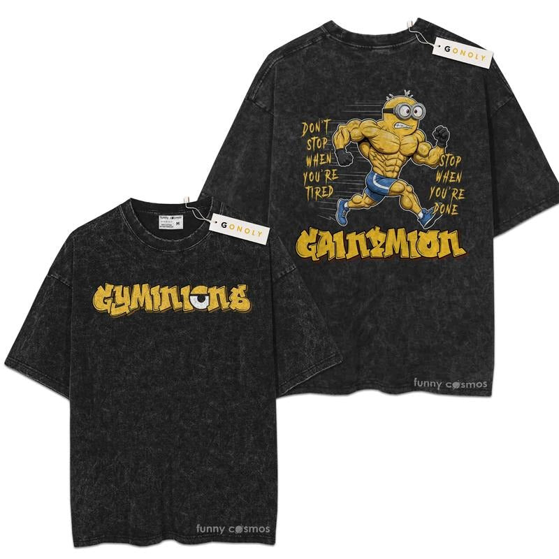 [ Mineral Wash ] Mini0n Gym Gainzion Fan Lovers Streetwear & Washed Gym Shirt T-Shirts, Hoodie, Sweatshirt - T-Shirt, Sweatshirt, Hoodie