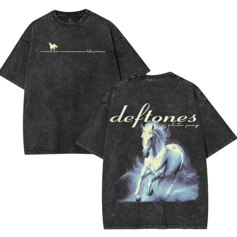 [ Mineral Wash ] Retro Band Pop Rock Hip Hop White Pony Vintage Shirt Washed Cotton 90S Grunge Rock Music Fans Top Collar T-Shirts, Hoodie, Sweatshirt - T-Shirt, Sweatshirt, Hoodie