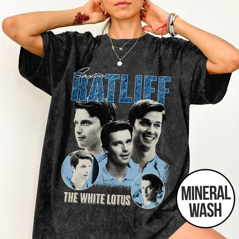 [ Mineral Wash ] Saxon Ratliff Shirt White Lotus Movie Bootleg Rap Washed Shirt T-Shirts, Hoodie, Sweatshirt - T-Shirt, Sweatshirt, Hoodie