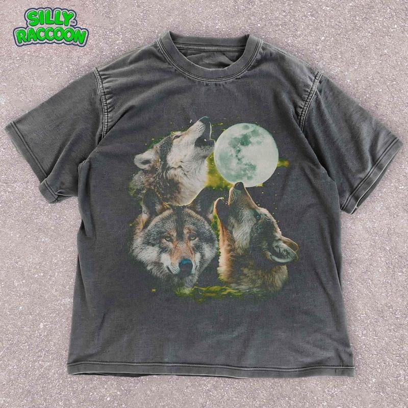 [ Mineral Wash ] Spiritual Wolf Pack Full Moon Wildlife Celestial Three Wolves Howling Moon Shirt Mystic Nature Washed T-Shirts, Hoodie, Sweatshirt - T-Shirt, Sweatshirt, Hoodie