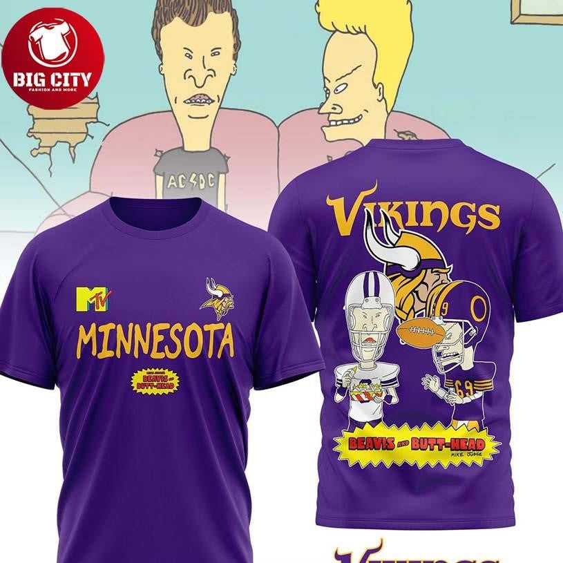 Minnesota Vikings Beavis And Butt-Head 2025 Two Sided Shirt Unisex T-shirt, Sweatshirt, Hoodie, Long Sleeve Tee - T-Shirt, Sweatshirt, Hoodie