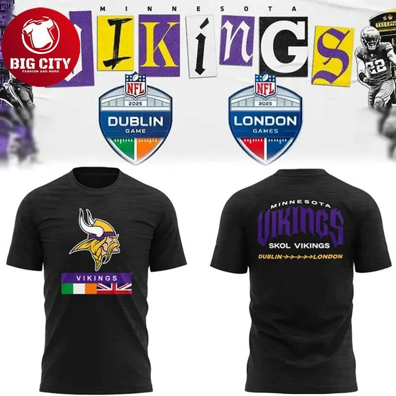 Minnesota Vikings Dublin and London 2025 Two Sided Shirt Unisex T-shirt, Sweatshirt, Hoodie, Long Sleeve Tee - T-Shirt, Sweatshirt, Hoodie
