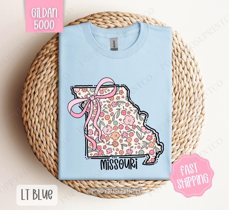 Missouri Gildan Cute Missouri State Shirt Missouri Floral Bow T-Shirts, Hoodie, Sweatshirt - T-Shirt, Sweatshirt, Hoodie