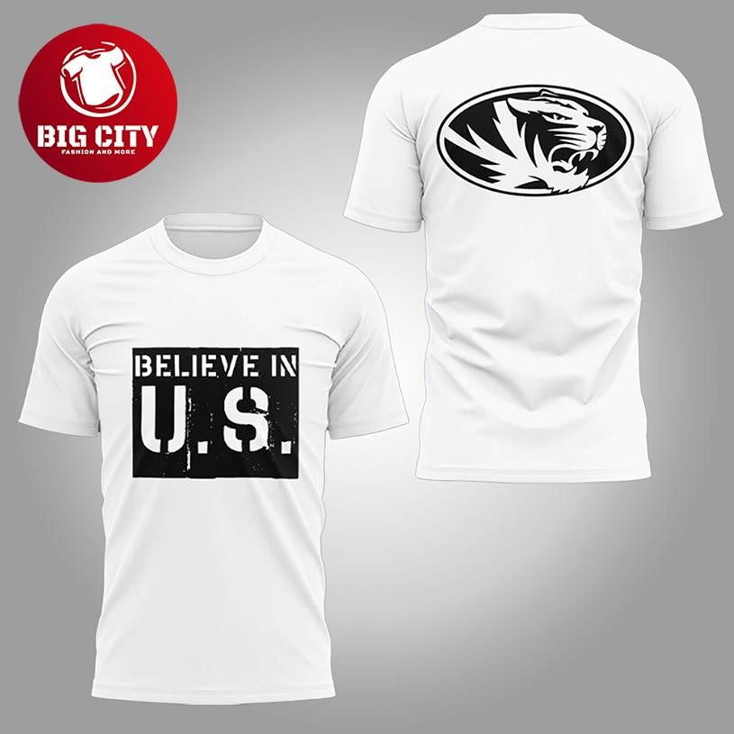 Mizzou Football Believe In US 2025 Two Sided Shirt Unisex T-shirt, Sweatshirt, Hoodie, Long Sleeve Tee - T-Shirt, Sweatshirt, Hoodie