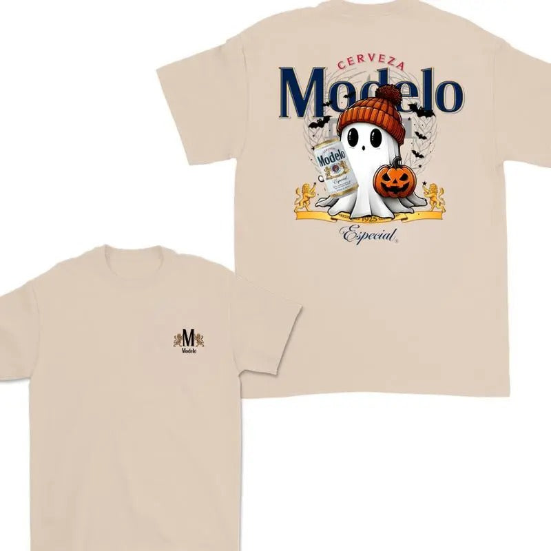 Modelo Ghost Cute Halloween Double Sided Modelo Halloween Shirt Halloween Cute Ghost Shirt T-Shirts, Hoodie, Sweatshirt - T-Shirt, Sweatshirt, Hoodie