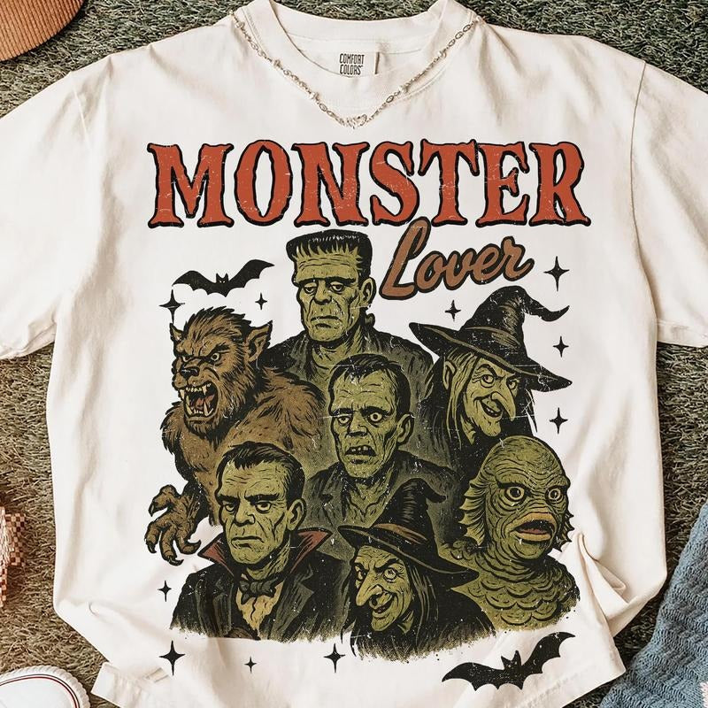 Monster Lover Shirt Halloween Horror Retro Spooky Costume Creepy Monsters Fall Trend Top T-Shirts, Hoodie, Sweatshirt - T-Shirt, Sweatshirt, Hoodie
