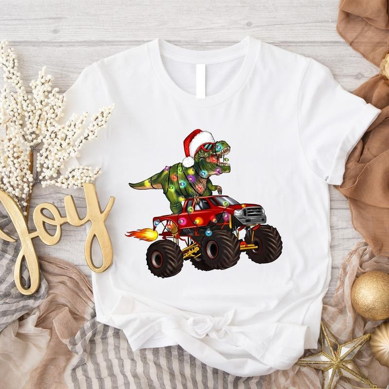 Monster Truck T Rex Dinosaur Shirt Light Dinosaur Dinosaur Lover Winter T-Shirts, Hoodie, Sweatshirt - T-Shirt, Sweatshirt, Hoodie