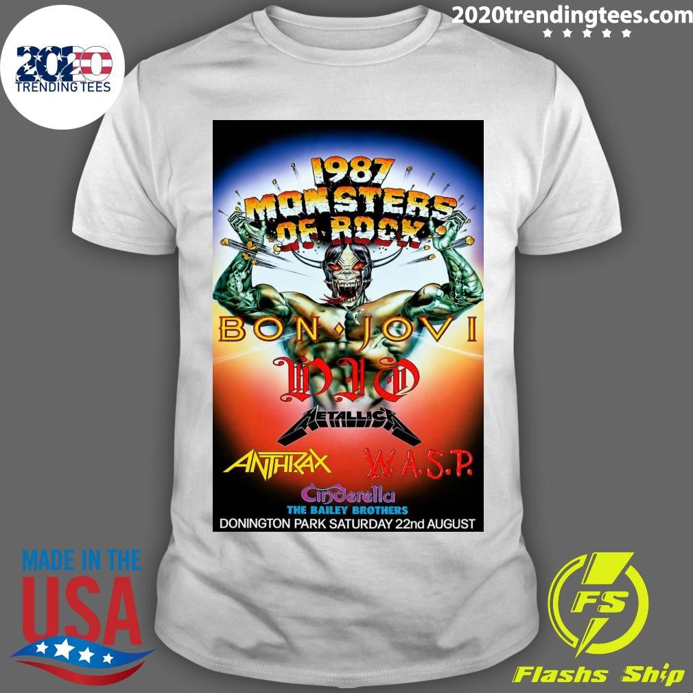 Monsters Of Rock 1987 Cinderella The Bailey Brothers Donington Park Saturday 22nd August 2026 Shirt - T-Shirt, Sweatshirt, Hoodie