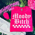 Moody Bi$Ch Heliconia Pink Punk Alt Grunge Goth Skeleton Offensive Sarcastic Casual Cotton T-Shirts, Hoodie, Sweatshirt - T-Shirt, Sweatshirt, Hoodie