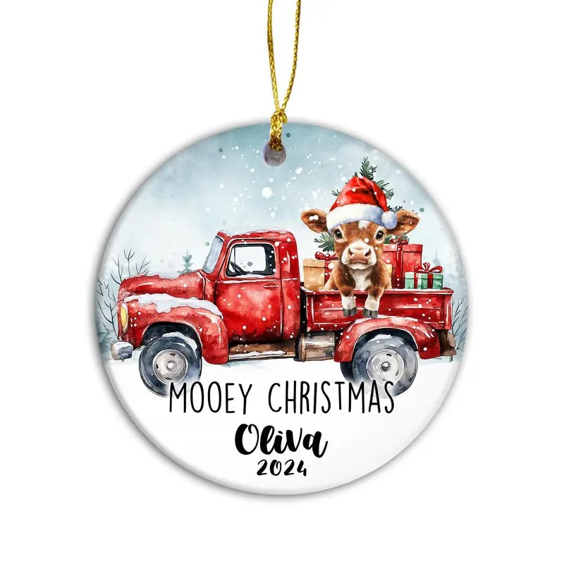 Mooey Ornament Cow Farmhouse Animal Ornament Personalized Name Family Name Farmhouse Family Decor T-Shirts, Hoodie, Sweatshirt - T-Shirt, Sweatshirt, Hoodie