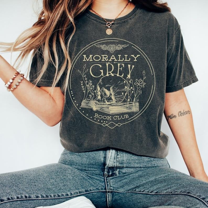Morally Grey Book Club Celestial Bookish Astronomy Boho Hippie Bookish Skull T-Shirts, Hoodie, Sweatshirt - T-Shirt, Sweatshirt, Hoodie