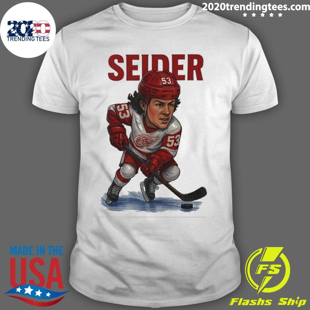 Moritz Seider Detroit Red Wings Player Caricature Shirt Unisex T-shirt, Sweatshirt, Hoodie, Long Sleeve Tee - T-Shirt, Sweatshirt, Hoodie