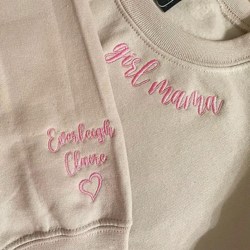 Mama Custom Embroidered New Mom Shirt Personalized Grandma Mama Daughter T-Shirts, Hoodie, Sweatshirt - T-Shirt, Sweatshirt, Hoodie