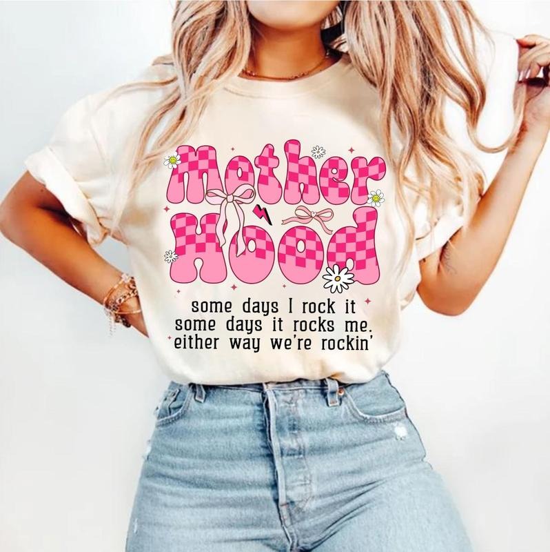 Motherhood Coquette Bow Checker Retro Mother Hood Shirt Funny Mom Sarcastic Mama Shirt Retro Mom Shirt T-Shirts, Hoodie, Sweatshirt - T-Shirt, Sweatshirt, Hoodie