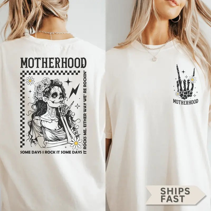 Motherhood Shirt Funny Mom Shirt Skeleton Mom Motherhood Skull Mom Mom Life Shirt Mom Dyedstyle{N002}2 T-Shirts, Hoodie, Sweatshirt - T-Shirt, Sweatshirt, Hoodie