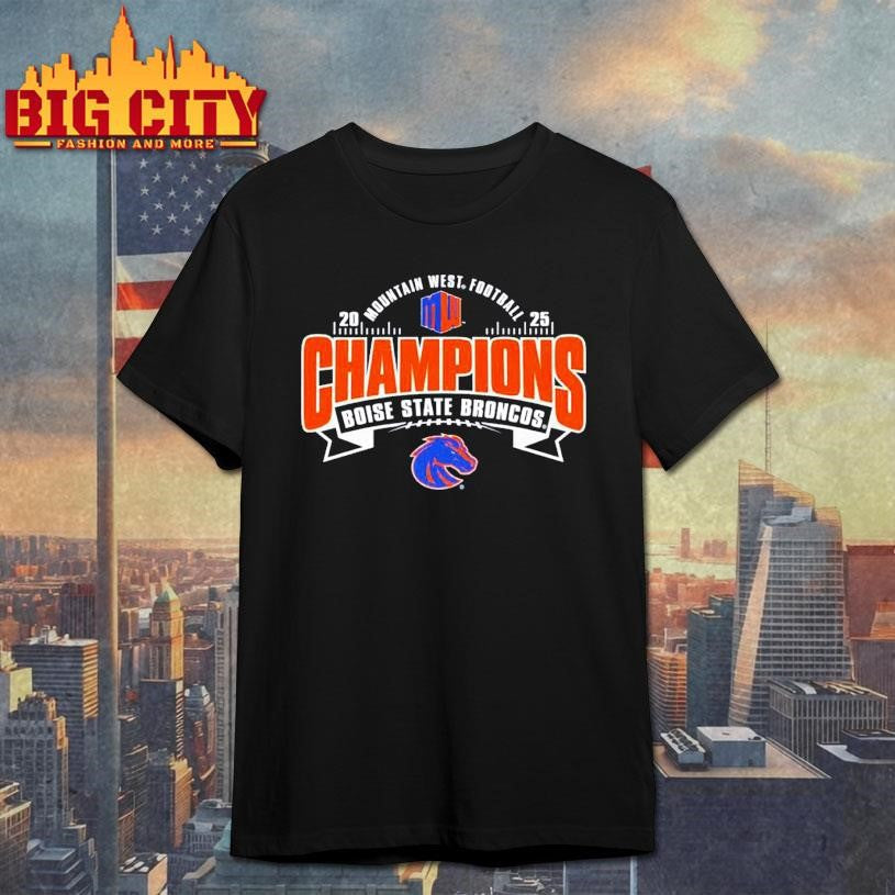 Mountain West Conference Champions Boise State Broncos Locker Room 2025 Shirt Unisex T-shirt, Sweatshirt, Hoodie, Long Sleeve Tee - T-Shirt, Sweatshirt, Hoodie