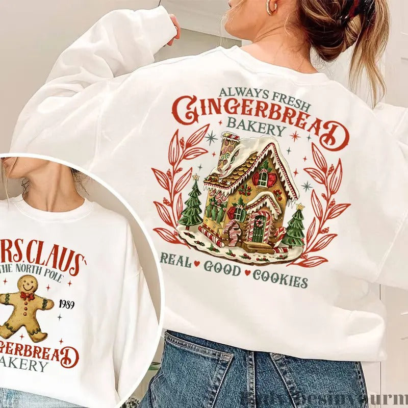 Mrs Claus' Gingerbread Retro Gingerbread Merry Sublimation Cookies Womenswear Tops T-Shirts, Hoodie, Sweatshirt - T-Shirt, Sweatshirt, Hoodie