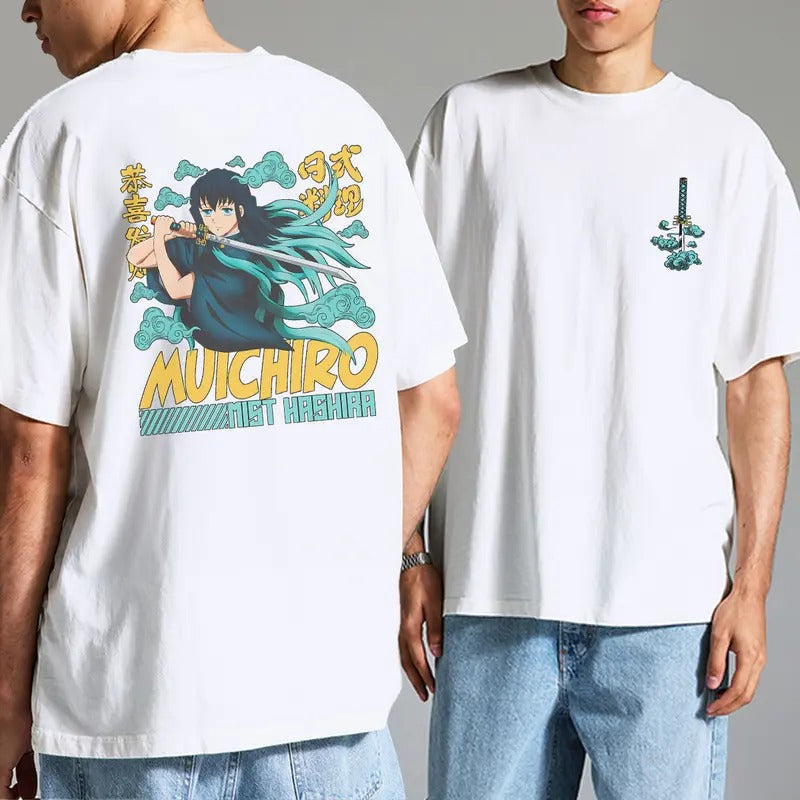 Muichiro Tokito Shirt Mist Hashira Demon Slyer Kitmetsu No Yaiba Outfits Anime Lover Him Friends Cotton Menswear Y2k Shirt Shirt Shirt T-Shirts, Hoodie, Sweatshirt - T-Shirt, Sweatshirt, Hoodie