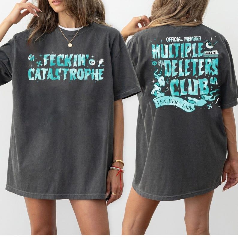 Multiple Deleters Club Shirt Feckin Catastrophe Leather Lark Dark Romance Brynne Inspire Bookish T-Shirts, Hoodie, Sweatshirt - T-Shirt, Sweatshirt, Hoodie