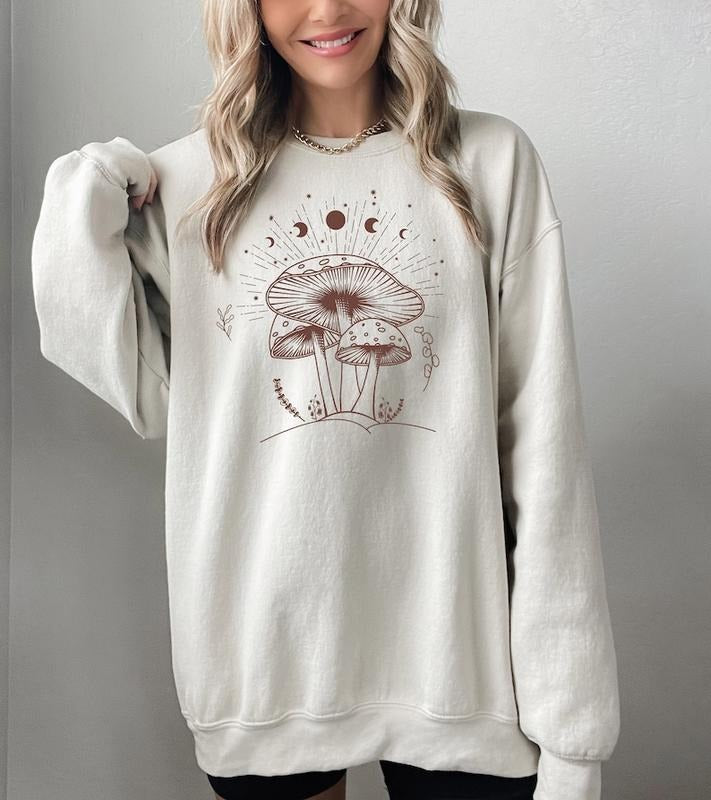 Mushroom Mushroom Spiritual Her Spiritual Moon Phase ; Cotton T-Shirts, Hoodie, Sweatshirt - T-Shirt, Sweatshirt, Hoodie