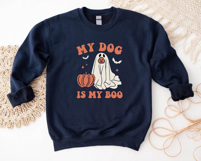 My Dog Is My Boo Funny Ghost Dog Halloween Dog Owner Spooky Season Long Sleeve Animal Lover T-Shirts, Hoodie, Sweatshirt - T-Shirt, Sweatshirt, Hoodie