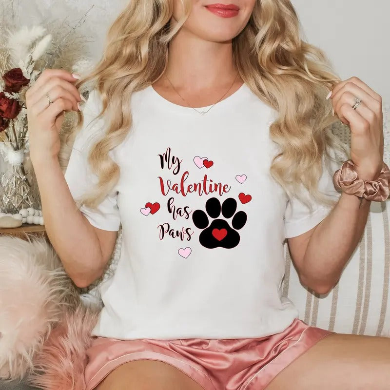 My Valentine Has Paws Shirt Pet Lover Shirt My Dog Is My Valentine My Cat Is My Valentine Dog Mom Shirt Cat Mom Shirt Cotton Polyester T-Shirts, Hoodie, Sweatshirt - T-Shirt, Sweatshirt, Hoodie