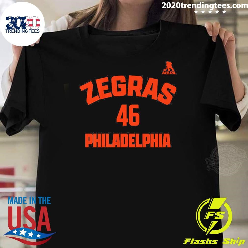 NHLPA Trevor Zegras Philadelphia 46 Shirt Unisex T-shirt, Sweatshirt, Hoodie, Long Sleeve Tee - T-Shirt, Sweatshirt, Hoodie