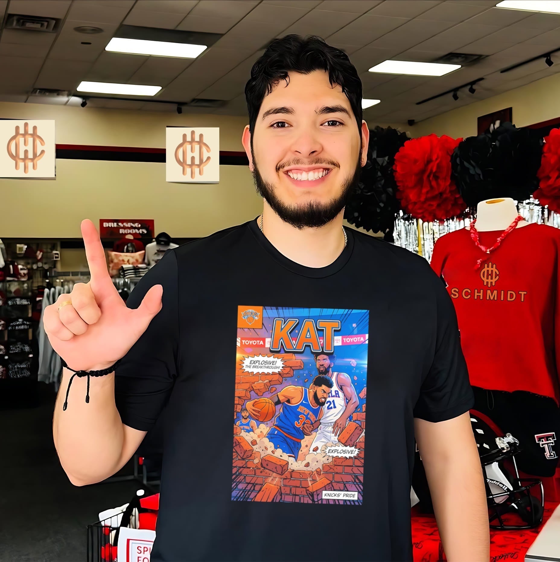 NY Knicks KAT Kat-Anthony Towns breaking brick wall illustrated comic style shirt Unisex T-shirt, Sweatshirt, Hoodie, Long Sleeve Tee - T-Shirt, Sweatshirt, Hoodie