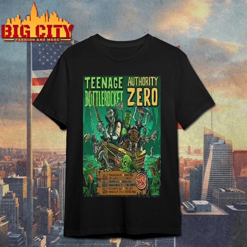 Nage Bottlerocket Authority Zero February Tour 2026 Shirt Unisex T-shirt, Sweatshirt, Hoodie, Long Sleeve Tee - T-Shirt, Sweatshirt, Hoodie
