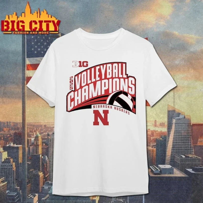 Nebraska Cornhuskers Big Ten Champs 2025 Volleyball shirt Unisex T-shirt, Sweatshirt, Hoodie, Long Sleeve Tee - T-Shirt, Sweatshirt, Hoodie
