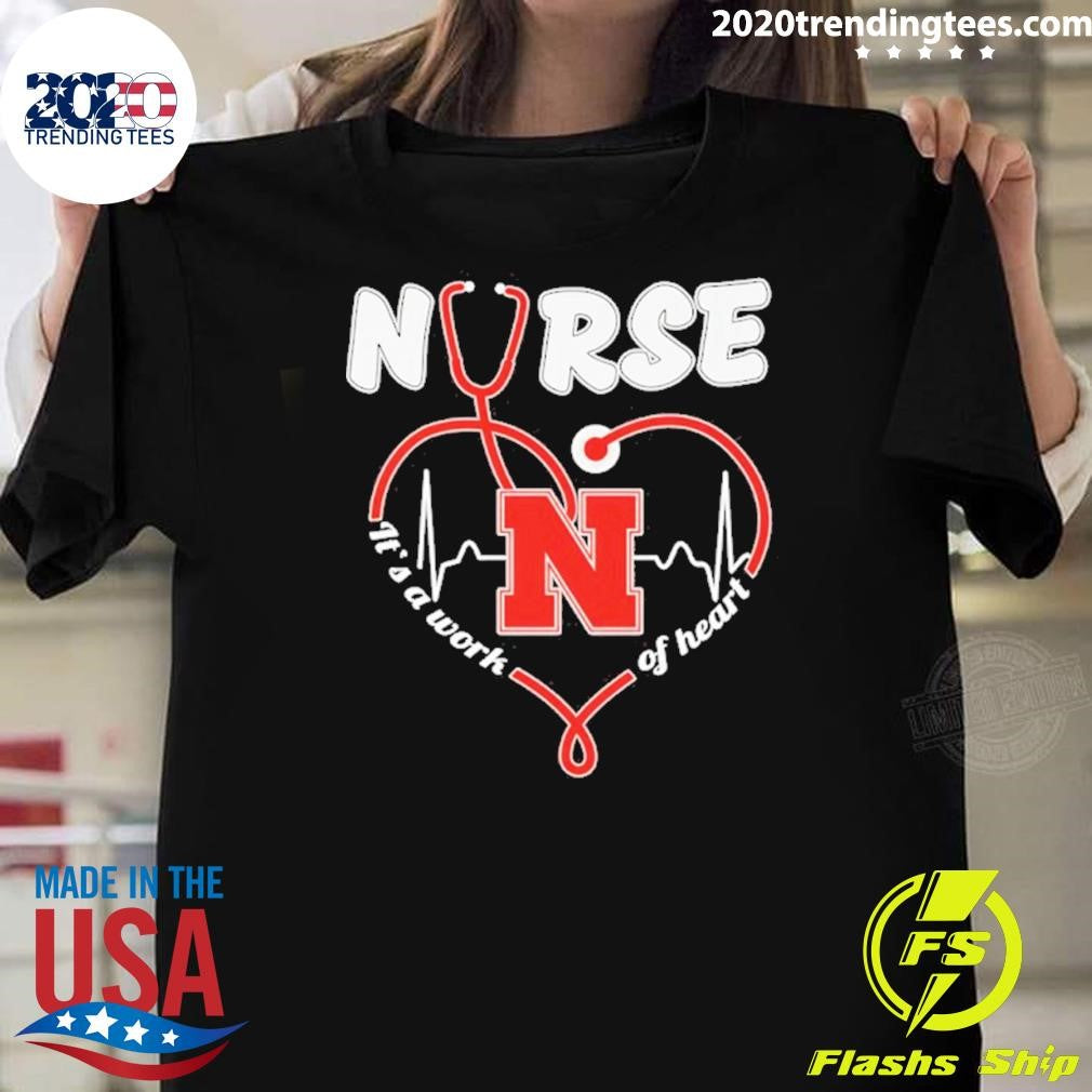 Nebraska Cornhuskers Heartbeat 2026 Nurse Its A Work Of Heart Shirt Unisex T-shirt, Sweatshirt, Hoodie, Long Sleeve Tee - T-Shirt, Sweatshirt, Hoodie