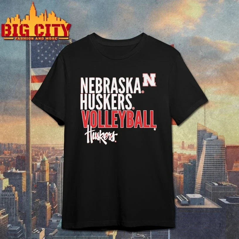 Nebraska Huskers Volleyball Text Logo Overlay shirt Unisex T-shirt, Sweatshirt, Hoodie, Long Sleeve Tee - T-Shirt, Sweatshirt, Hoodie