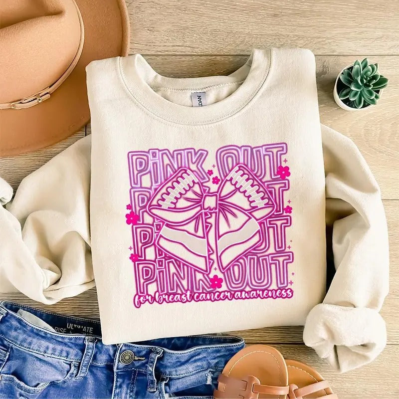 Neon Breast Cancer Football Pink Out Shirt Breast Cancer Pink Ribbon American Football Cancer Football T-Shirts, Hoodie, Sweatshirt - T-Shirt, Sweatshirt, Hoodie