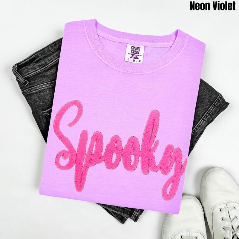 Neon Pink Spooky Fluffy Patch Comfort Colors T-Shirts, Hoodie, Sweatshirt - T-Shirt, Sweatshirt, Hoodie