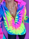Neon Rainbow Tie Dye Zip Up T-Shirts, Hoodie, Sweatshirt - T-Shirt, Sweatshirt, Hoodie